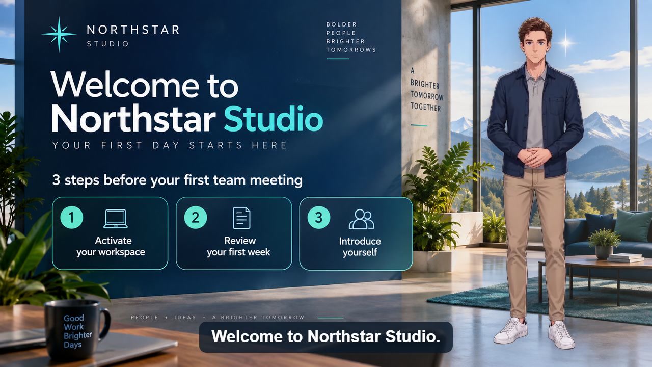 Employee onboarding video with an AI presenter video poster